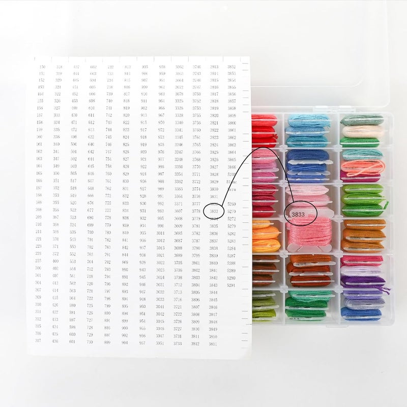 Rumhut 2 Pack Embroidery Floss Organizer with 216 Pcs Embroidery Floss, Floss Windern and Floss Number Stickers for Craft DIY Embroidery Sewing Storage - Image 5